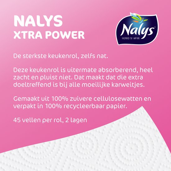 Papier absorbant Nalys Xtra Power - 18 rouleaux - Extra fort - Pack Avantage