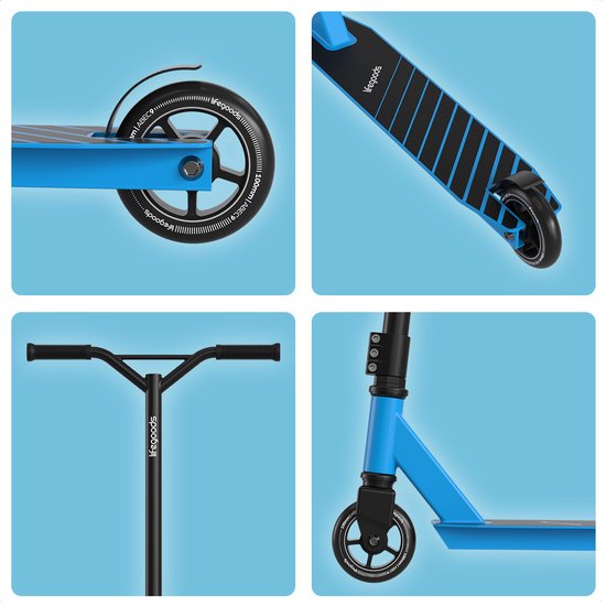 LifeGoods Stuntstep Fly Pro - 6+ Years - Marchepied pour enfants - Garçons/Filles - 100mm - 100KG - Noir/Bleu