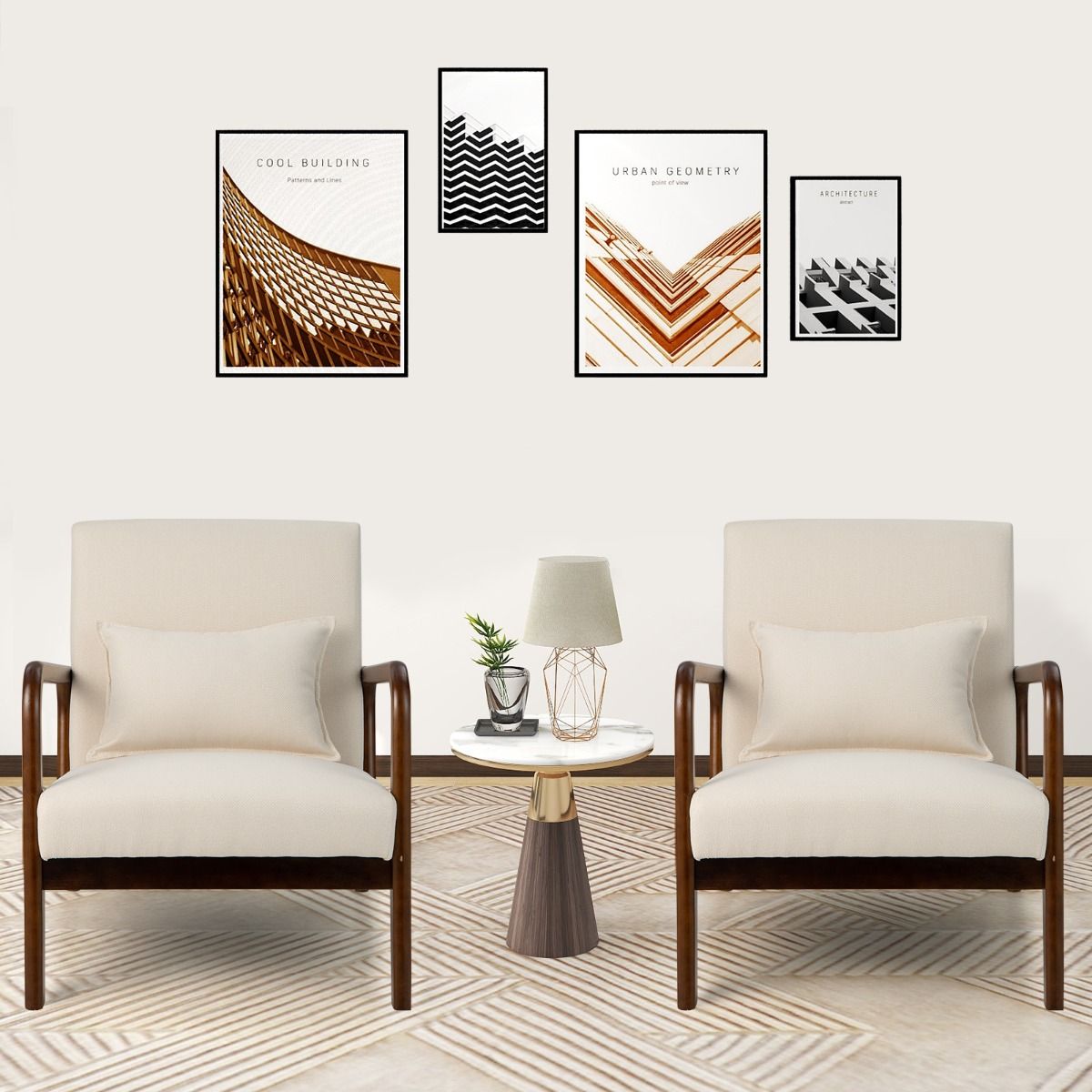 Coast Armchair Chaise longue tapissée avec accoudoirs, bois d'hévéa, beige, 65 x 79 x 77 cm