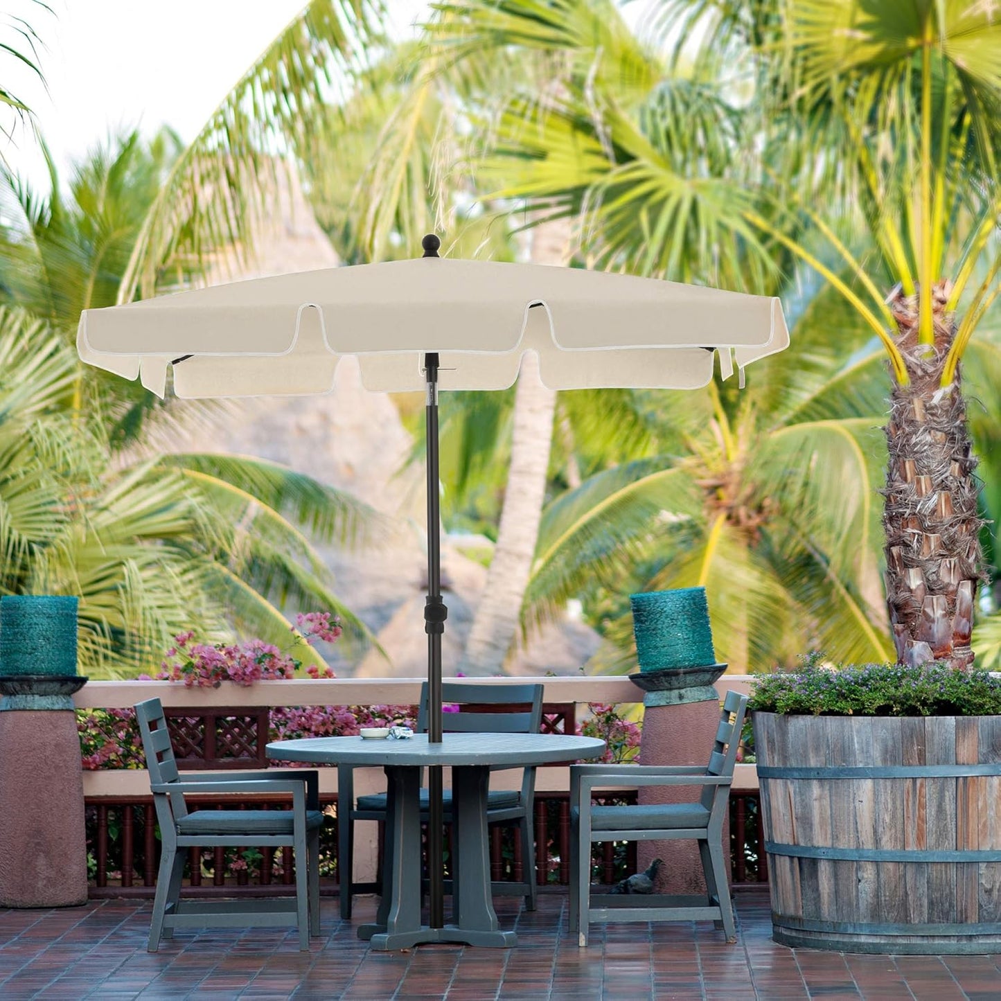 SONGMICS Parasol de balcon rectangulaire 200 x 125 cm, beige, protection UV jusqu'à UPF 50+, inclinable