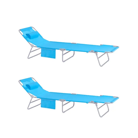 SoBuy Chaises longues - OGS35-B - Lot de 2 - Réglable - 195x62x29cm - Bleu