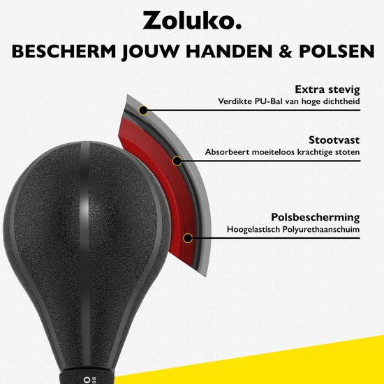 Zoluko Professional Boxing Ball on Foot - E-Book inclus - Hauteur réglable 120-160cm - Pour l'intérieur et l'extérieur - Entraînement de boxe - Ballon de boxe sur pied - Set de boxe - Ballon de boxe sur pied - Boxe - Sports d'intérieur - Perche de boxe -