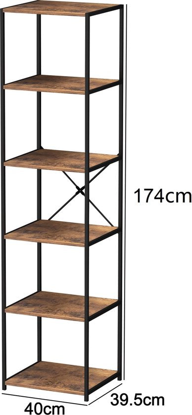 Armoire murale bibliothèque Robuste - industrielle - métal bois - 40 x 40 x 174 cm