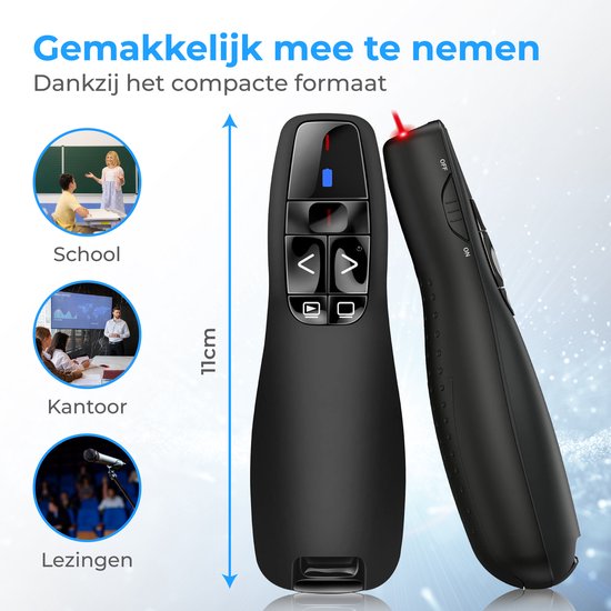 Nuvance Presentation Clicker - Laser - Pointeur - Présentateur - Récepteur USB - Adaptateur USB C inclus - Clicker