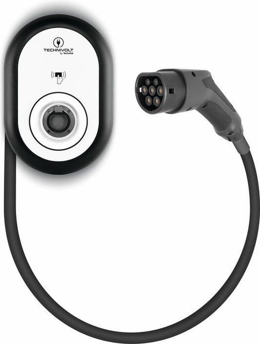 Station de recharge Technivolt 101 black 11 kW avec câble fixe de 5 mètres.