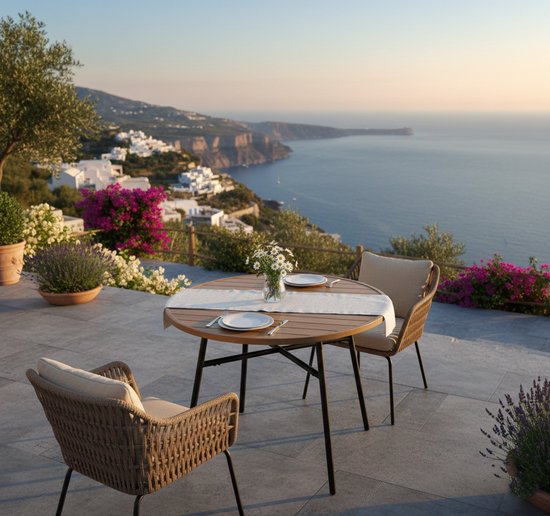VDD - Table de jardin - Table d'extérieur - Table ronde - Aluminium - 100 x 73,5cm
