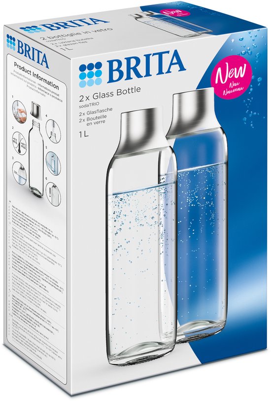 BRITA - SodaTRIO - Soda - Bouteille en verre - Accessoire pour machine à soda, lot de 2