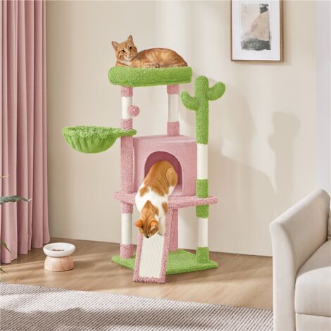 Arbre à chat Yaheetech - Cactus - Sisal - 42,5 x 42,5 x 106,5 cm - Rose/Vert