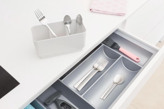 Égouttoir SinkSide de Brabantia - avec bac de récupération et porte-couverts - Gris clair