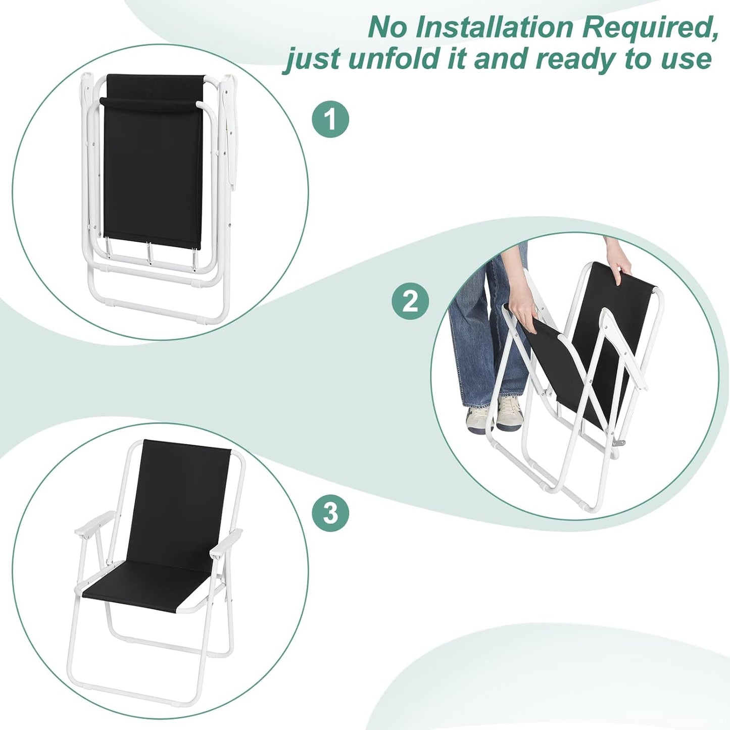 WOLTU Lot de 2 chaises de camping pliantes - Noir