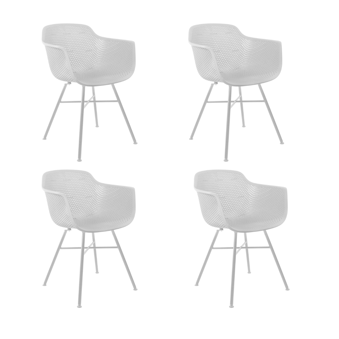 Kick Set de 4 chaises de jardin Indy White - Structure blanche - 54 x 58 x 83 cm