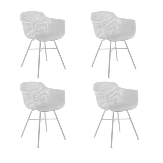 Kick Set de 4 chaises de jardin Indy White - Structure blanche - 54 x 58 x 83 cm