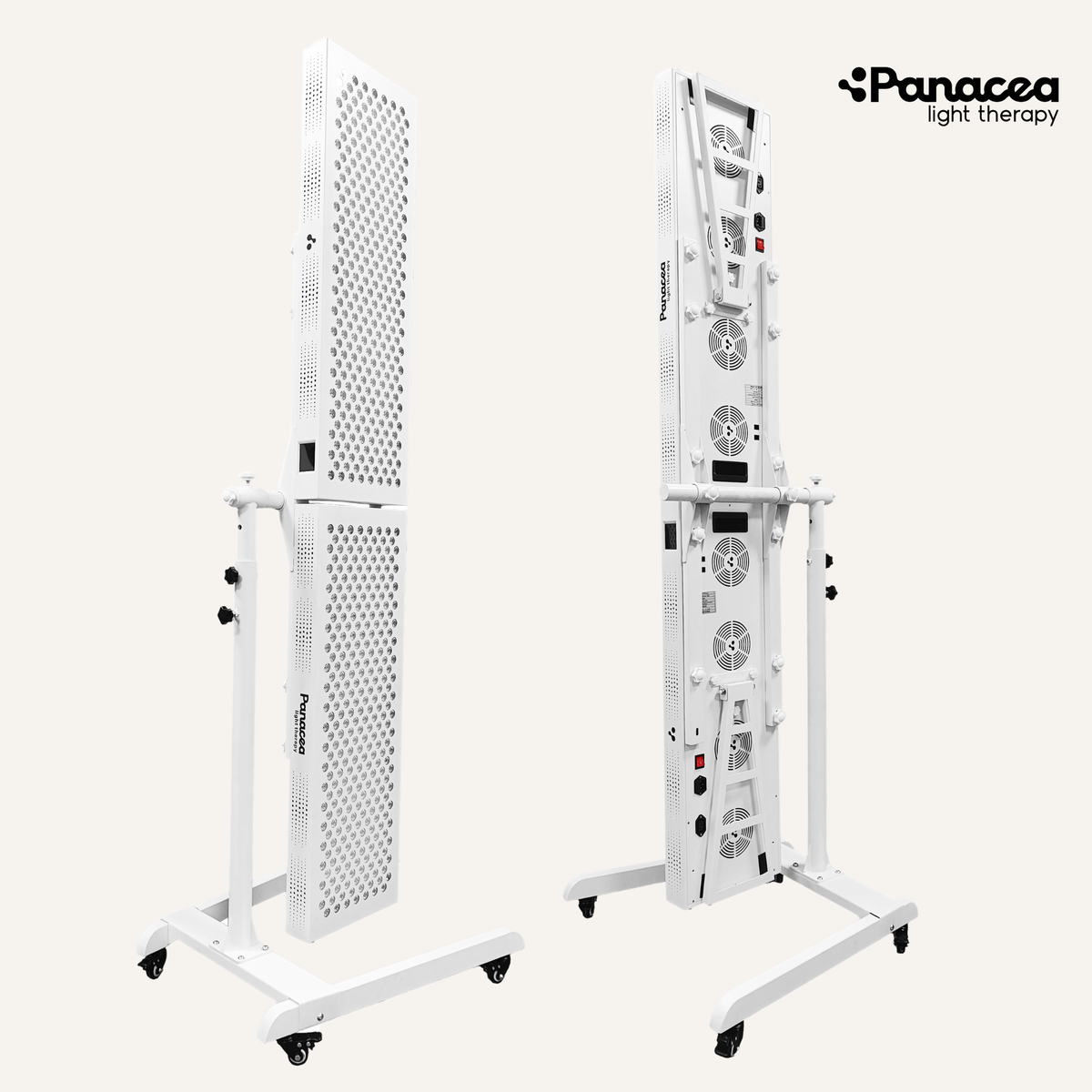 Support mobile et réglable pour les panneaux de luminothérapie - Panacea - Hauteur réglable jusqu'à 160 cm - Max. 20 kg - Métal - Blanc