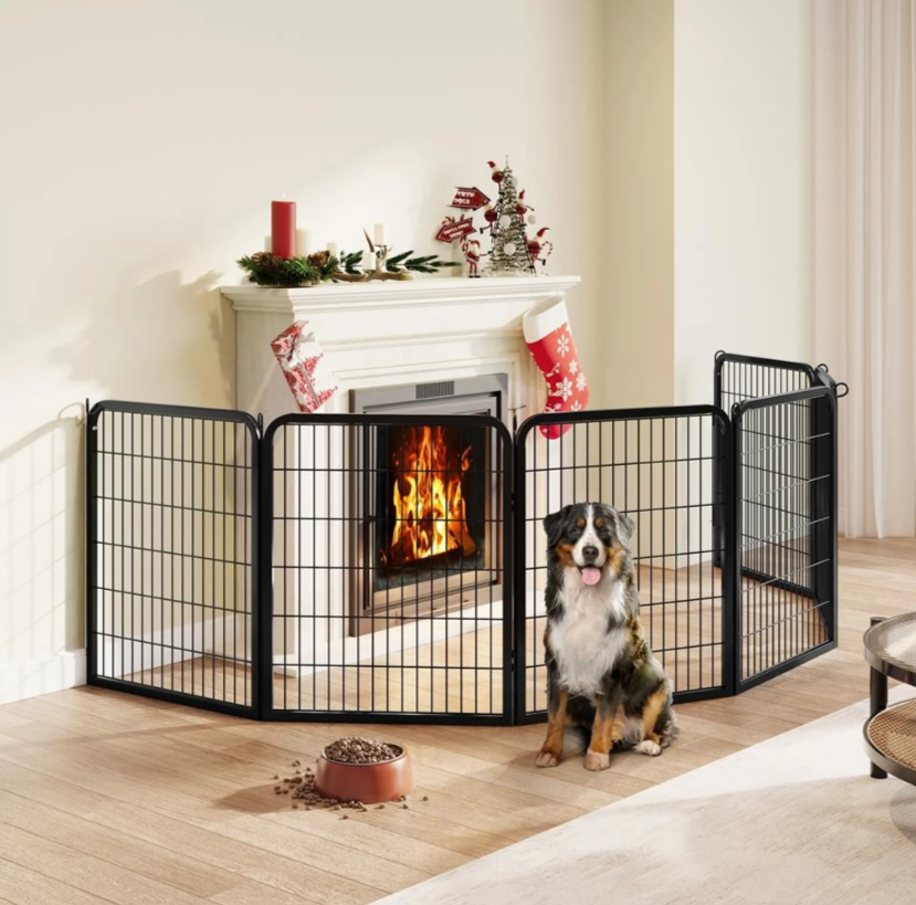 Yaheetech Enclos pour chiots, 8 pièces, 200 x 68 x 80 cm - Noir - Enclos pliable pour chiens - Avec porte et sac de transport