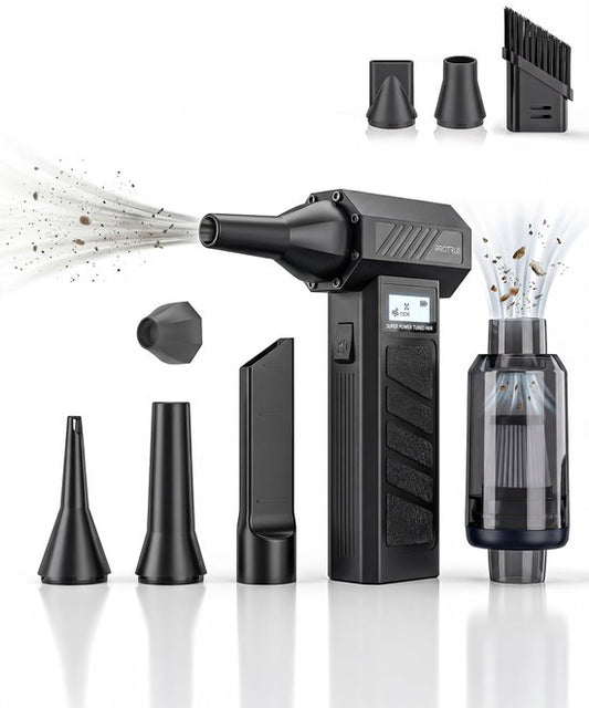 Souffleur d'air 130 000 tr/min - avec aspirateur à main - aspirateur sans fil pour miettes - aspirateur de voiture - ventilateur turbo - compresseur d'air pour ordinateur - souffleur d'air à batterie