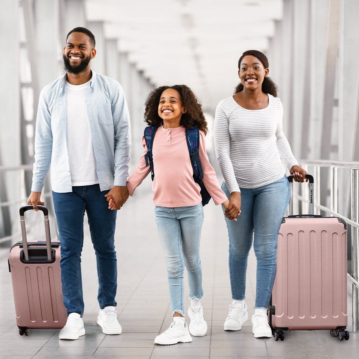 TRVLMORE Set de valises - 2 pièces - 38L (bagage à main) + 110L - Rose Gold