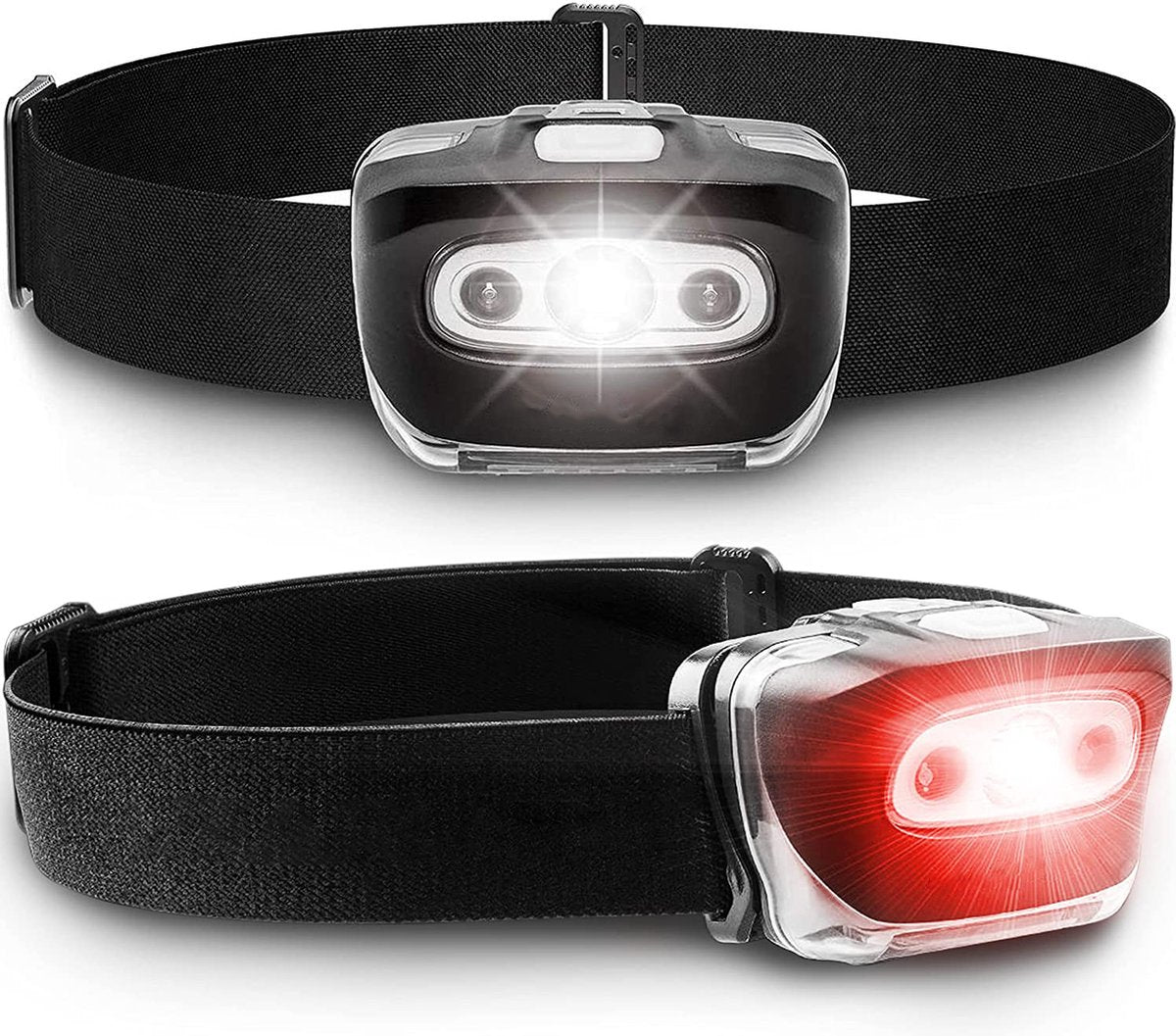 Podec® Military Headlamp - IPX4 Waterproof - Lampe frontale LED légère avec lumière blanche et rouge - 7 modes d'éclairage - réglable - Outdoor & Survival - 50m Range