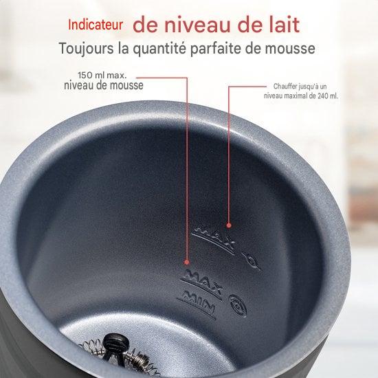KitchenBrothers Mousseur à lait électrique - 4 en 1 - 240 ML - Mousseur à lait pratique - Anthracite
