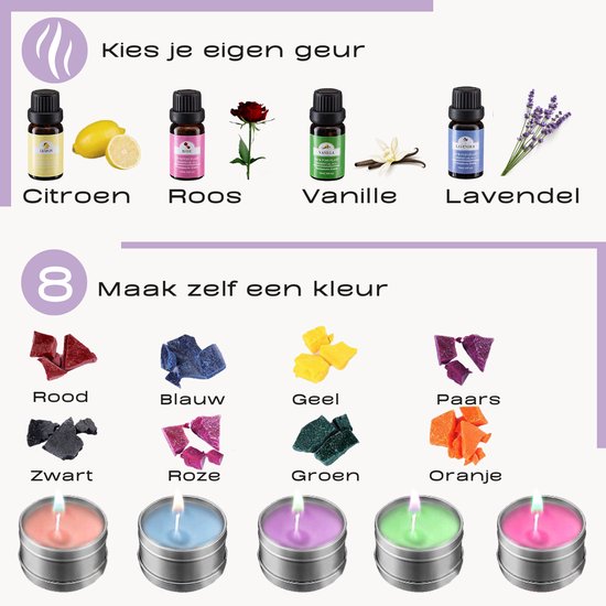 VAIVE DIY Candle Making Set - Bougeoir - Bougie parfumée - Bougie - Pour adultes et enfants