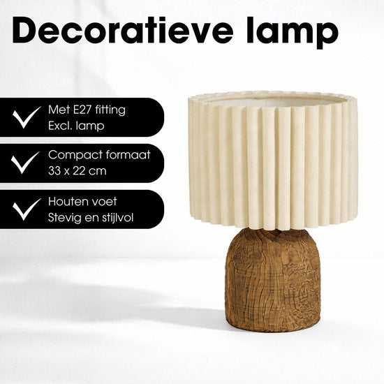 Lampe de table Mica Decorations Frey pour salon - Style Japandi - Lampe décorative avec abat-jour - Lampe de bureau et lampes de table pour salon - 33 x ⌀22 cm - Marron