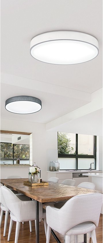 TRIO LUGANO - Plafonnier - Gris - incl. 1x SMD 42 W - Télécommande - Variateur intégré - Couleur de lumière réglable en continu - Veilleuse - Fixation au plafond - Ne convient pas pour un variateur externe - Fonction mémoire