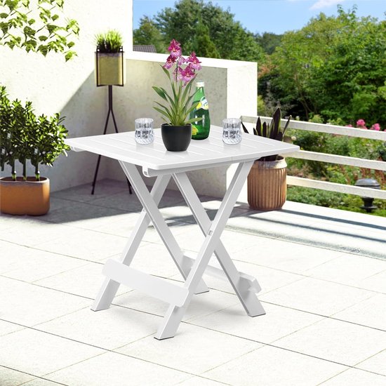 Table pliante Pro Garden / table de camping en plastique 45 x 43 x 50 cm, blanche