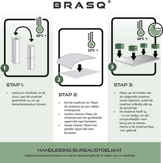 BRASQ Tapis de chaise de bureau CM200 - Transparent - 120x150 cm - PVC de haute qualité - Protection des sols durs