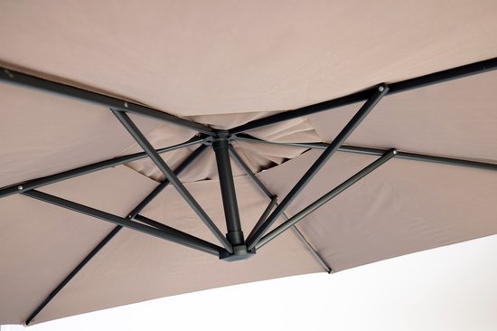 Nexxt Banana Parasol 3 mètres - Parasol à pied central avec housse et pied en croix en acier - Taupe