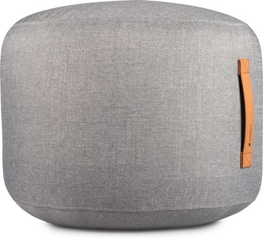 Coninx Poef Rond - Voetenbank - Wol - Leren Handvat - 50 x 44CM - Zitzak volwassenen - Grijs