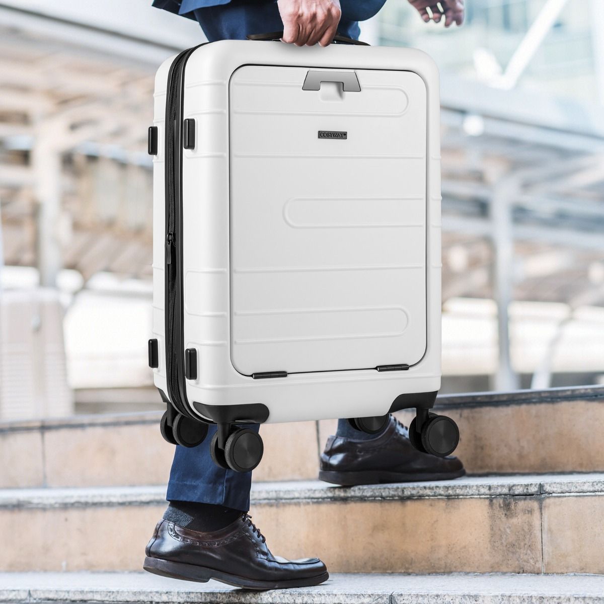 Valise Coast - Extensible - Avec serrure TSA et prise de recharge - Blanche, 20 pouces