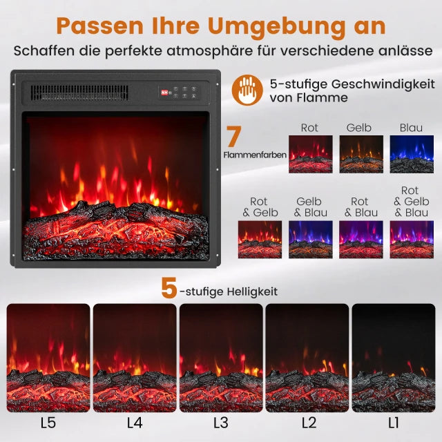 Cheminée électrique Coast - 18 pouces - Flamme - Chauffage - Minuterie - Télécommande - Noir