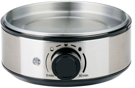 Cuiseur à œufs électrique Alpina 400 W – Cuiseur à œufs avec minuterie pour 7 œufs – Cuiseur à œufs avec gobelet doseur et pic – En acier inoxydable avec support à œufs amovible – Couvercle transparent