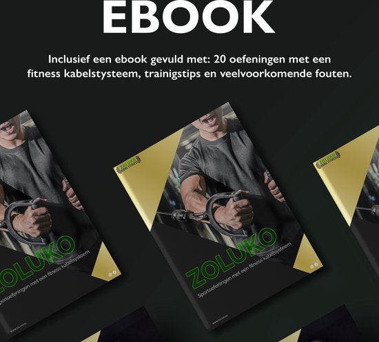 Zoluko Home Fitness Cable System 23-Piece Set - Incl. E-book - Station de musculation pour le sport à domicile - Incl. Triceps Rope, Biceps Rod and Handles - 100kg Carrying Capacity - Easy Attachment - Strength Training - Lat Pulley - Home Gym - Black/Sil