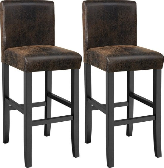 tectake - 2 Tabourets de bar en simili cuir marron vieilli - 403584