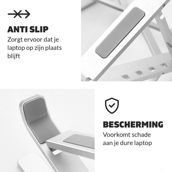 LURK® laptop stand Foldable - Support ergonomique pour ordinateur portable - Hauteur réglable - Ordinateur portable/book/tablette - Aluminium - 11 à 17 pouces