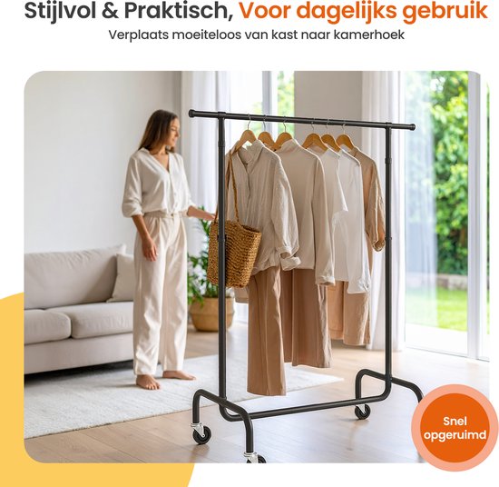 Goliving étendoir à linge sur roulettes XL - étendoir à linge extensible 112-150 cm - capacité de charge de 130 kg - étendoir à linge robuste - métal - noir