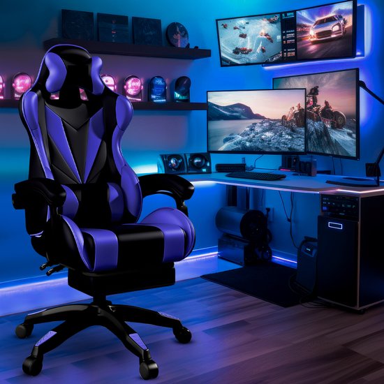Bayt Gaming chair - Chaise gaming - Chaise gamer confort - Noir et bleu foncé