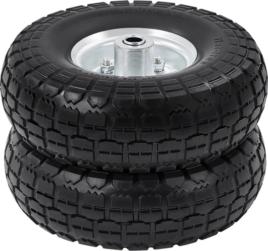 Yaheetech - Lot de 2 roues en PU massif - Ø 255 x 80 mm - Roues de diable anti-crevaison avec axe de 16 mm
