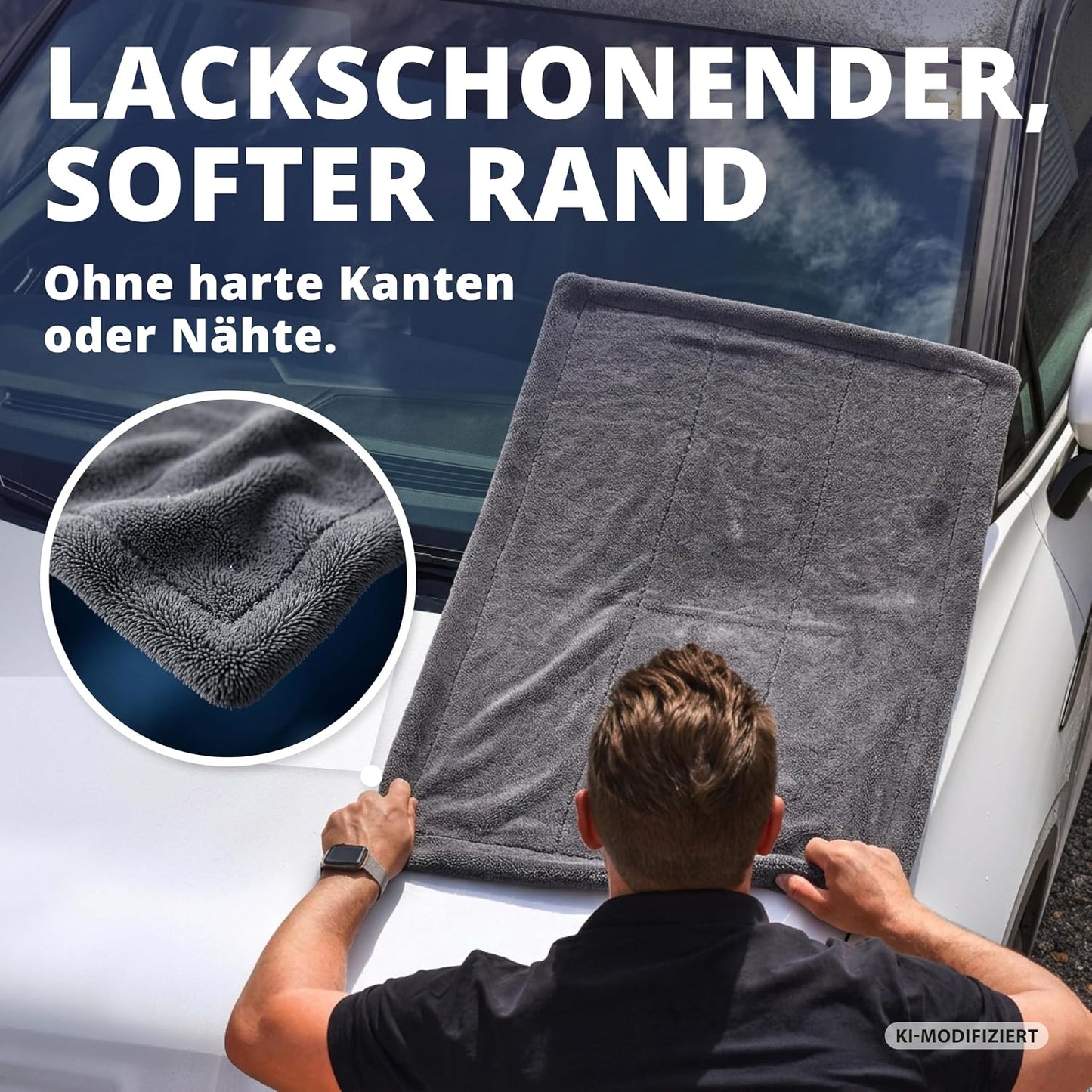 Chiffon de séchage pour voiture Licargo XXL - 80 x 50 cm - Gris - 1 800 g/m² en microfibre