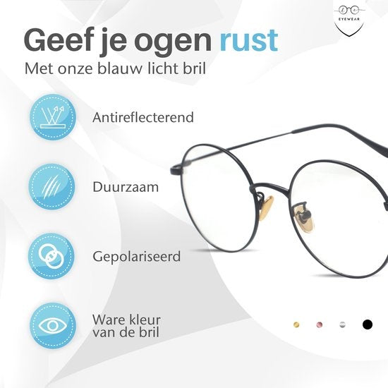 LC Eyewear Lunettes d'ordinateur - Lunettes à lumière bleue - Lunettes d'affichage - Métal - Unisexe - Noir