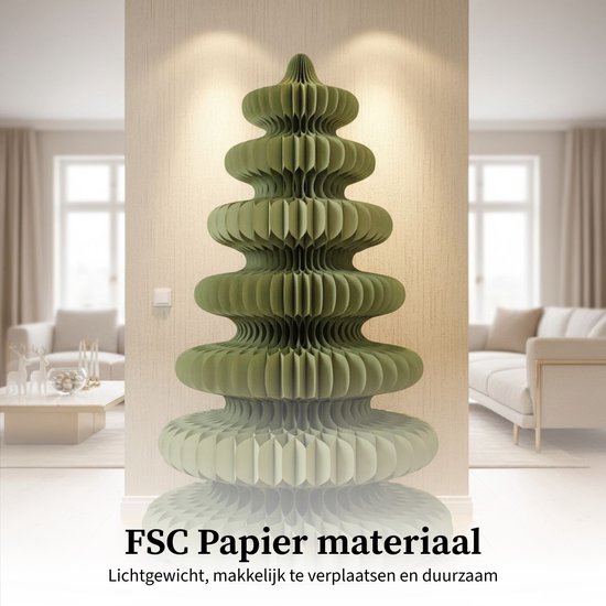 Mica Decorations : sapin de Noël en papier - Sapin de Noël artificiel pliable - H 212 x Ø 148 cm - Décoration de Noël - 100 % FSC - Vert