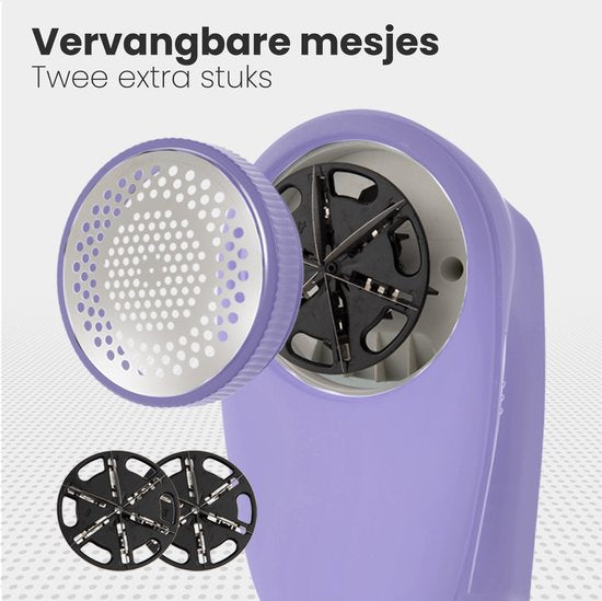 Auronic Electric Lint Remover - Dépoussiéreur sans fil - Autonomie de la batterie 60 minutes - Tondeuse à peluches - 2 accessoires supplémentaires - Violet