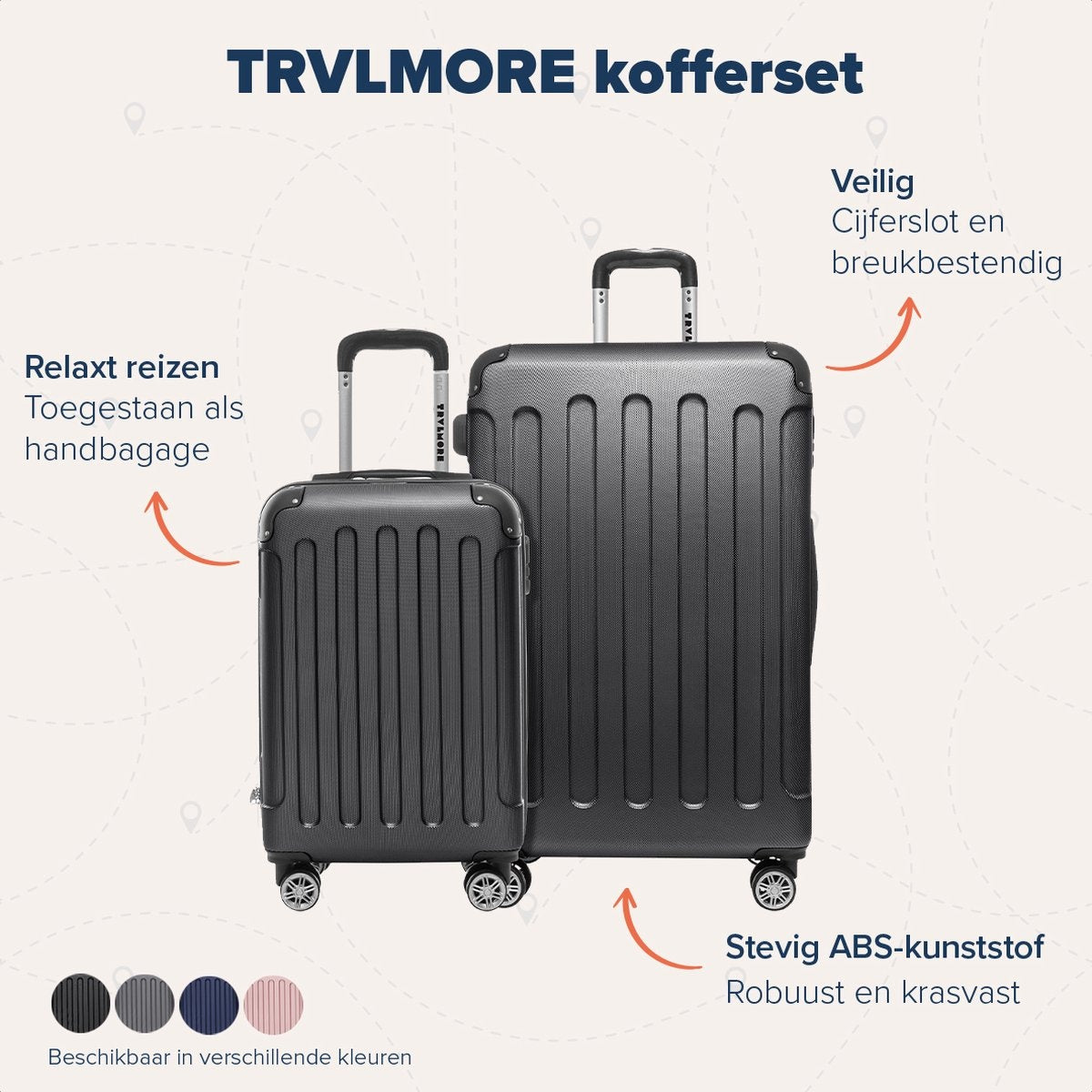 Lot de 2 valises TRVLMORE - 38L + 100L - Noir