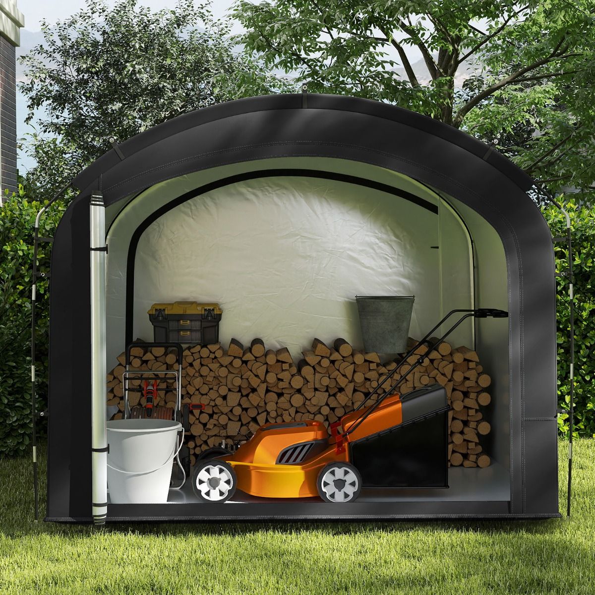 Tente de rangement pour vélos Coast - imperméable - double fermeture éclair - noire - 254 x 215 x 192 cm