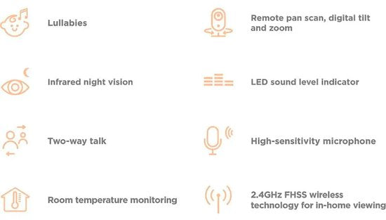 Babyphone Motorola Nursery avec caméra - Baby Monitor VM75 - Caméra pour bébé avec écran couleur, communication bidirectionnelle, berceuses et vision nocturne infrarouge - Portée de 300 m