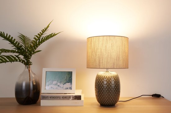 Lampe de table LED Pauleen Pretty Classy - E27 - 60 W max. - Salon, chambre et salle à manger - Gris/beige