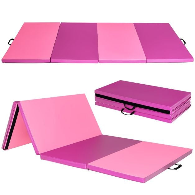 240 x 120 x 5cm Matelas de gymnastique Matelas d'exercice pliable avec poignée Housse amovible en cuir PU Matelas de tumbling léger