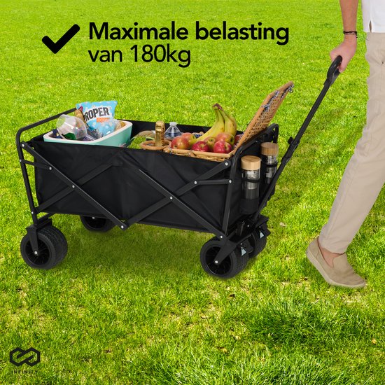 Infinity Goods Bolder Cart XL - pliable - capacité de charge de 180KG - roues pivotantes - 95 x 57 x 96 CM - réglable - noir