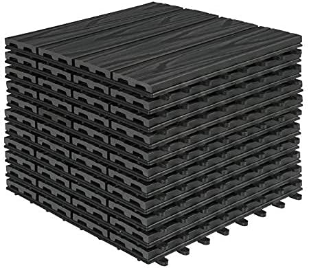 Woltu WPC Terra Tiles 30x30 cm - Anthracite - Click System - 22 Pièces (2 m²)