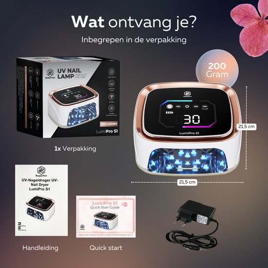 Beeperfect® Lampe UV Gel Nails - Lampe à ongles - Lampe à ongles UV Led - Séchoir à ongles - Sans fil - Intérieur réfléchissant - Or rose